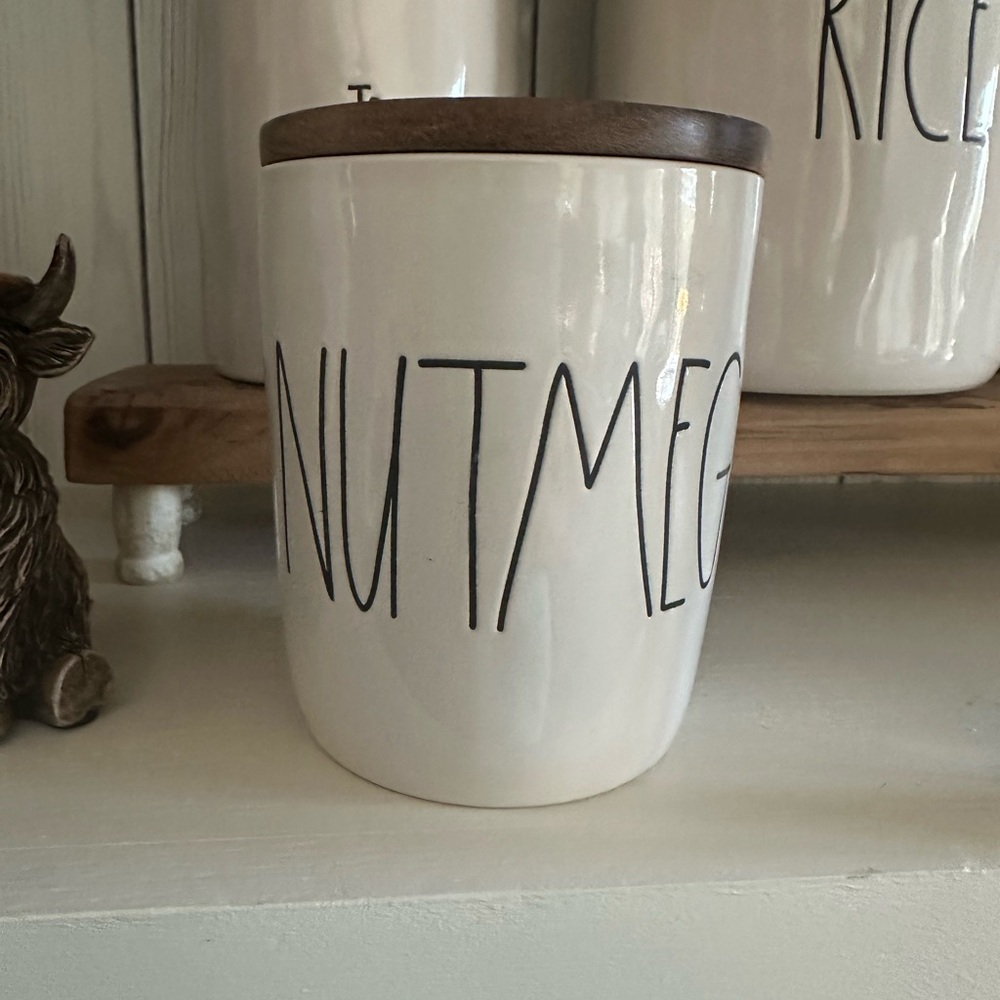 Rae Dunn White and Brown Nutmeg Canister
